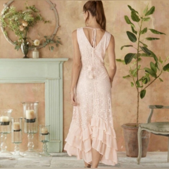 NWT SUNDANCE Champs De Fleur Dress Ivory Cream Lace Ruffle Midi Size Large - Picture 2 of 14